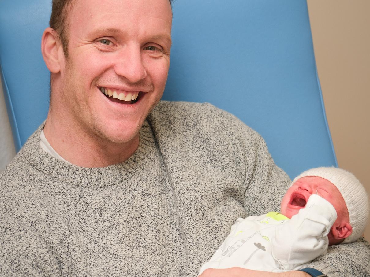 Ian Matthews with baby Jude, born at Royal Presont Hospital on November 14 at 9.27pm, weighing 5lb 8oz.