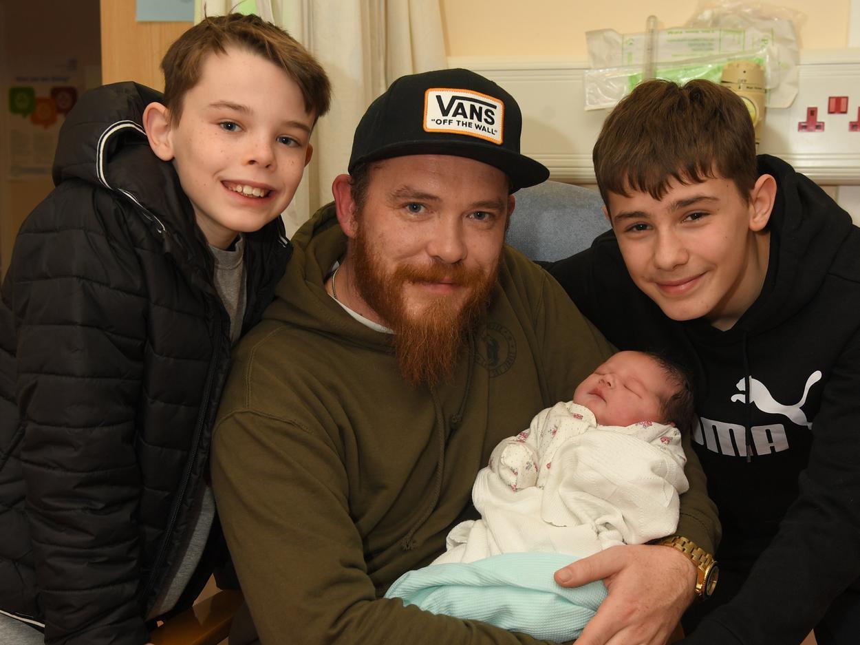 Millie King was born at RPH on December 3 at 3.53am, weighing 8lb 14oz, to Lauren and Steven King, with brothers Max and Ben, from Buckshaw Village