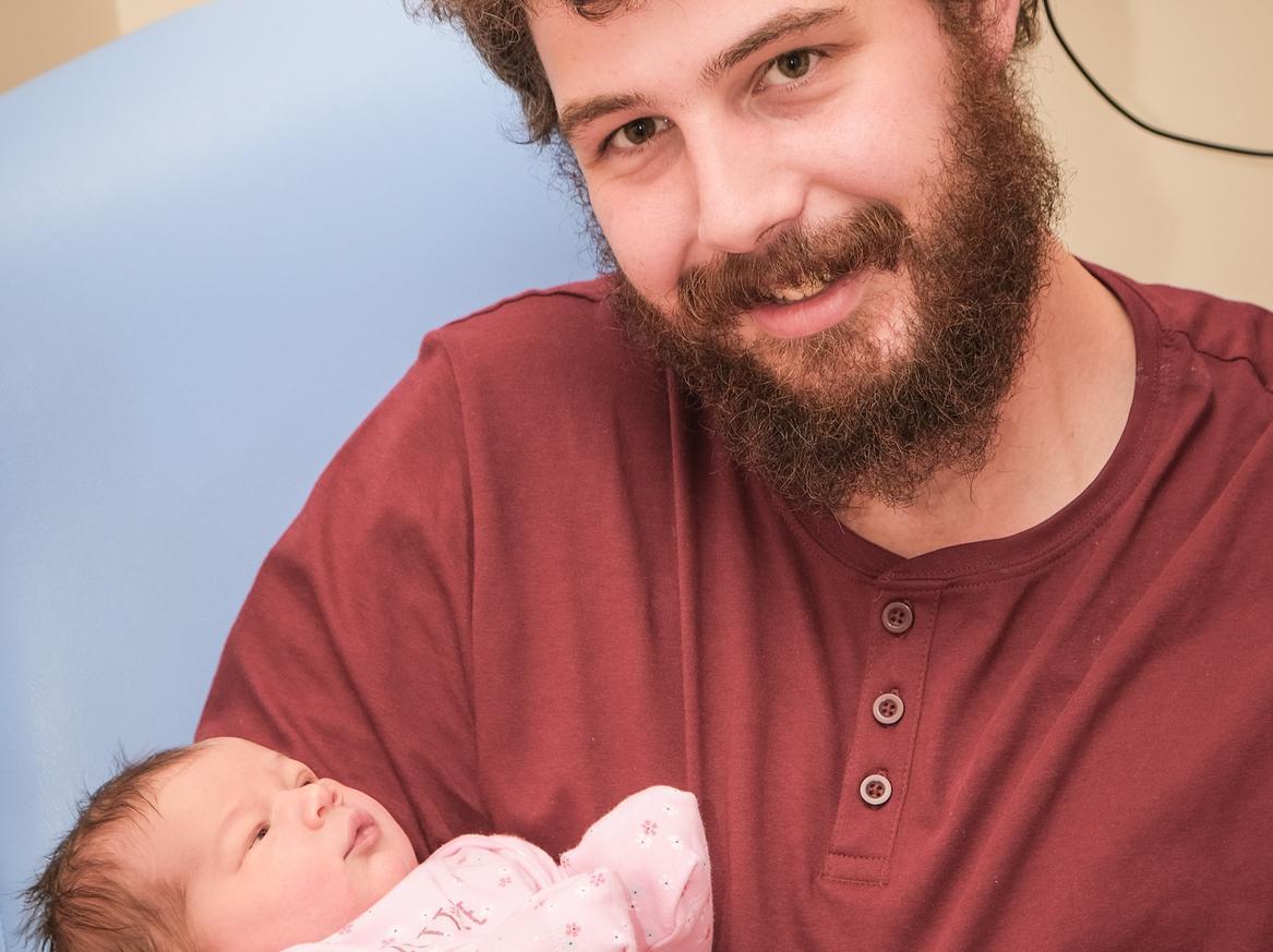 Josh Billington with daughter Millie Grace, who was born at Royal Preston Hospital at 7.32am on November 14, weighing 7lb 9oz.