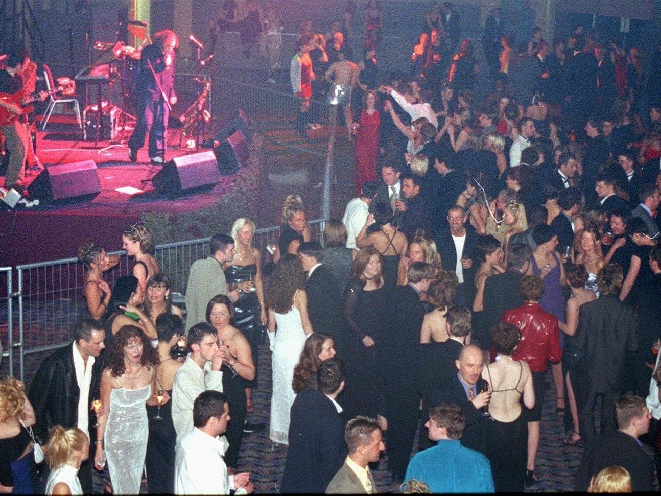 Dancing to the bands at the Millennium Ball, Winter Gardens