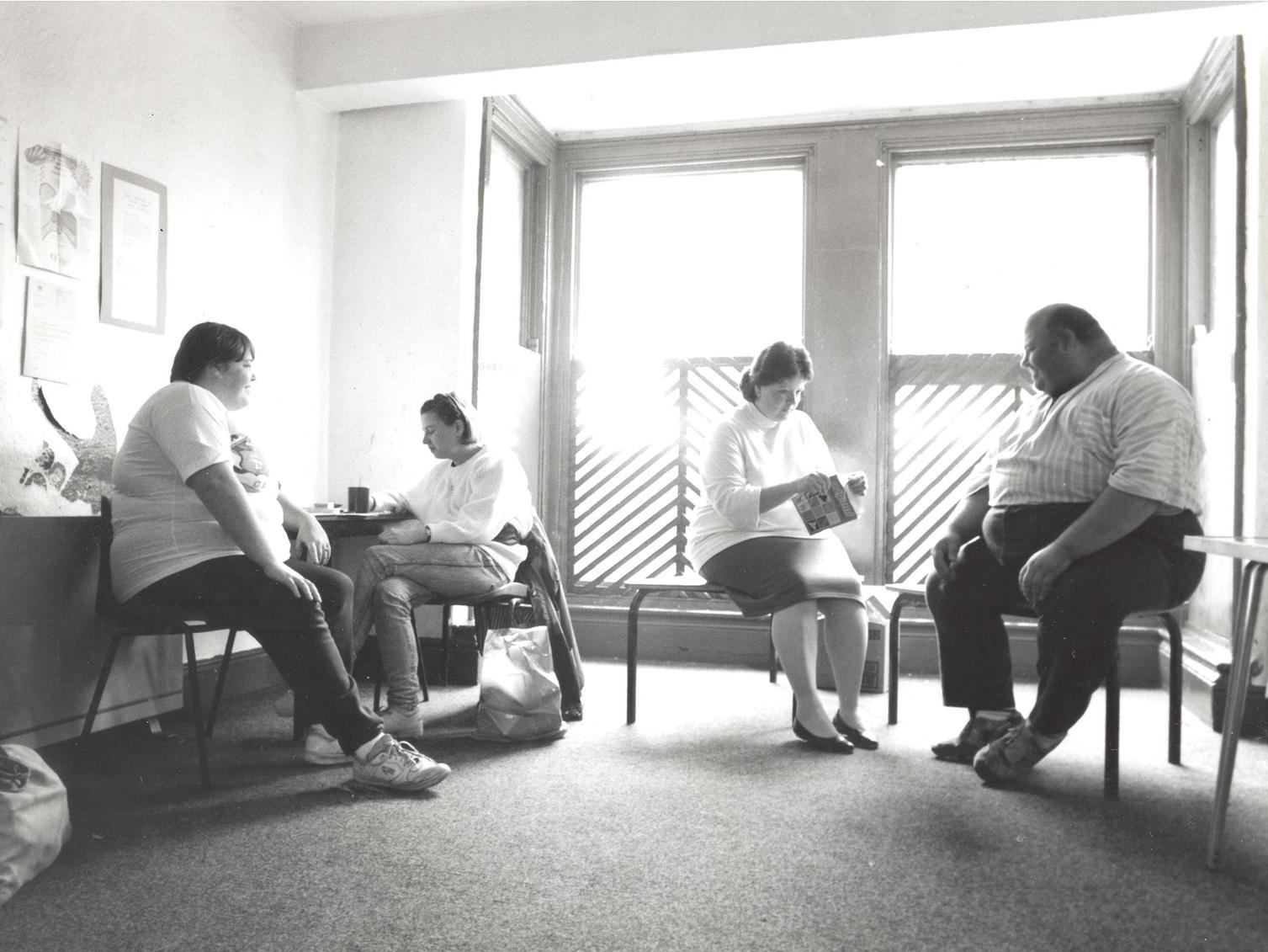 Visitors to the drop-in group at Hall Lane Community Centre in Armley which was under the threat of closure in the early 1990s.