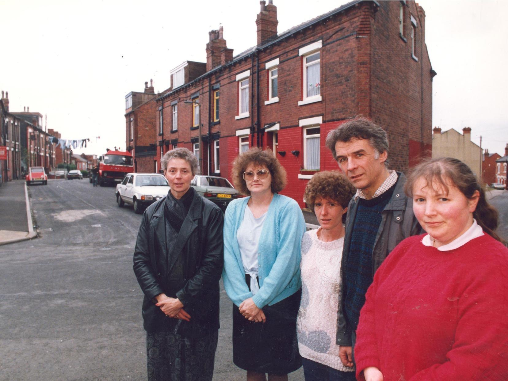 Armley residents living with the aftermath of the suburb's asbestos factory. Pictured are Jackie Handley, Diane Ackroyd, Sylvia Gaines, John McMullen and Jackie Reed.