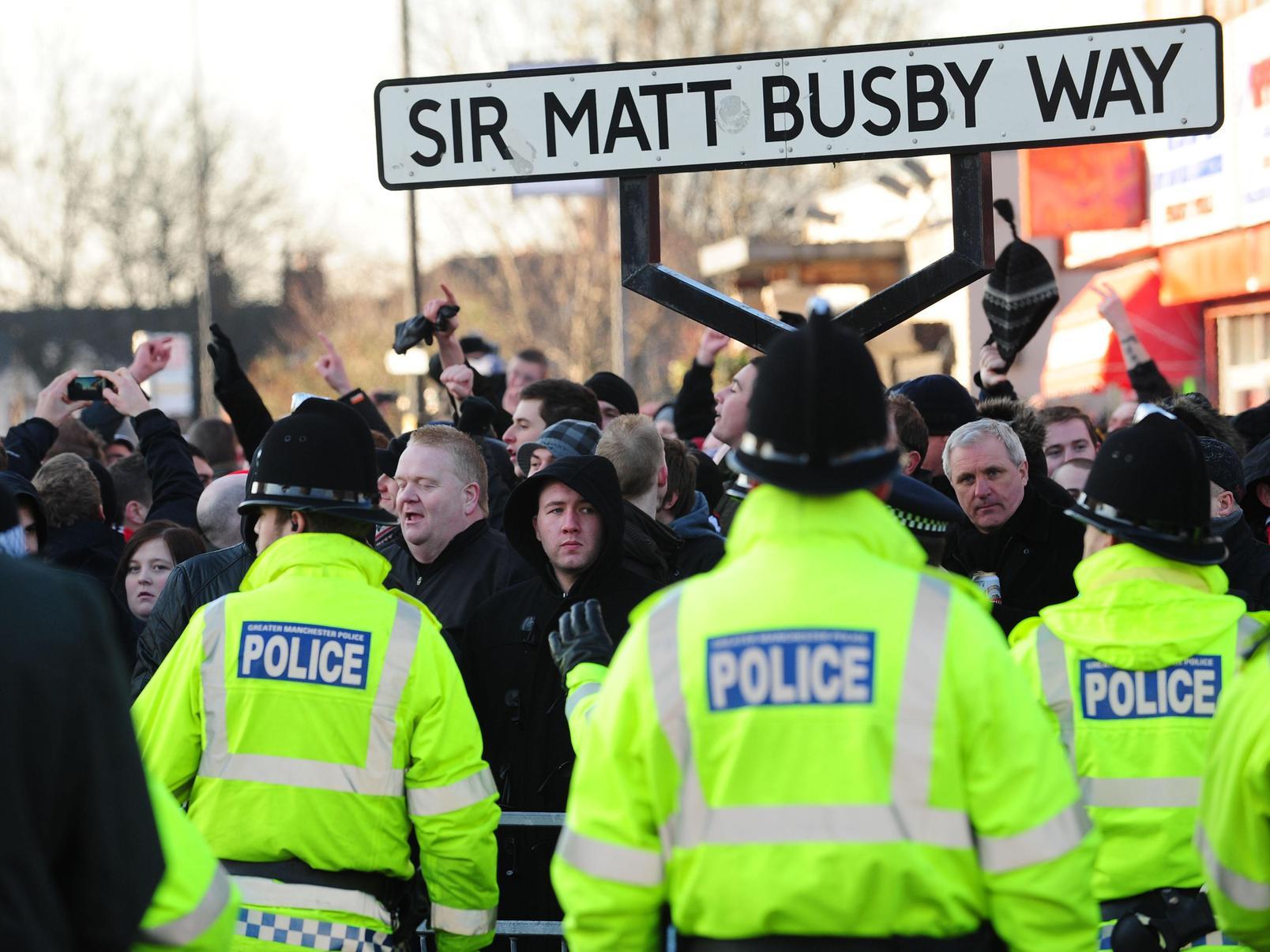 As you would imagine there was a heavy police presence outside Old Trafford ahead of kick off.
