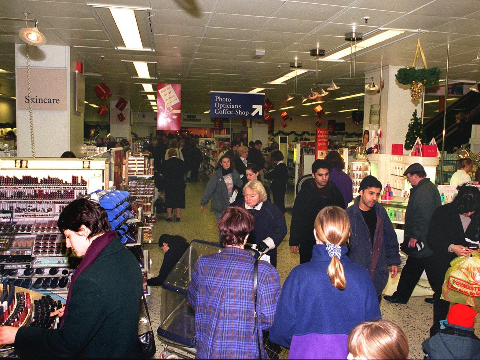 Boots on Albion Street was buzzing with Christmas shoppers in December 1996.