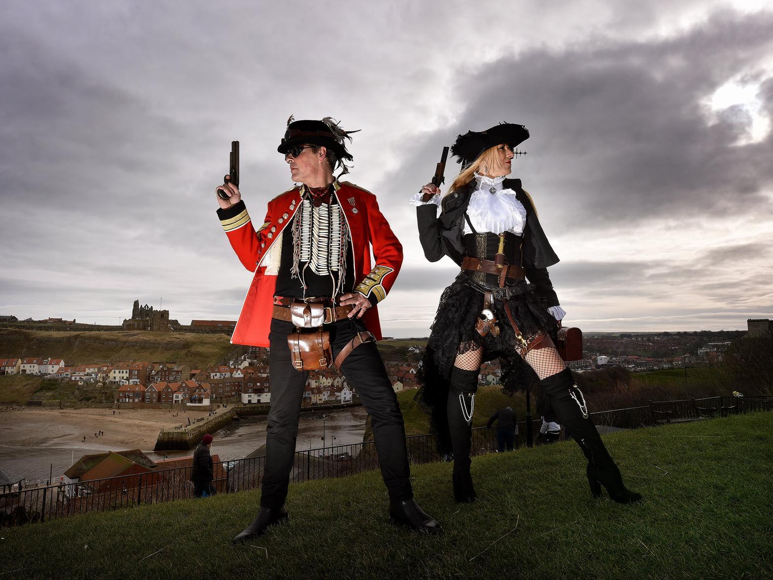 The Steampunk weekend in Whitby, with Tim Grosse and Shelley Anderson. Photo: Richard Ponter