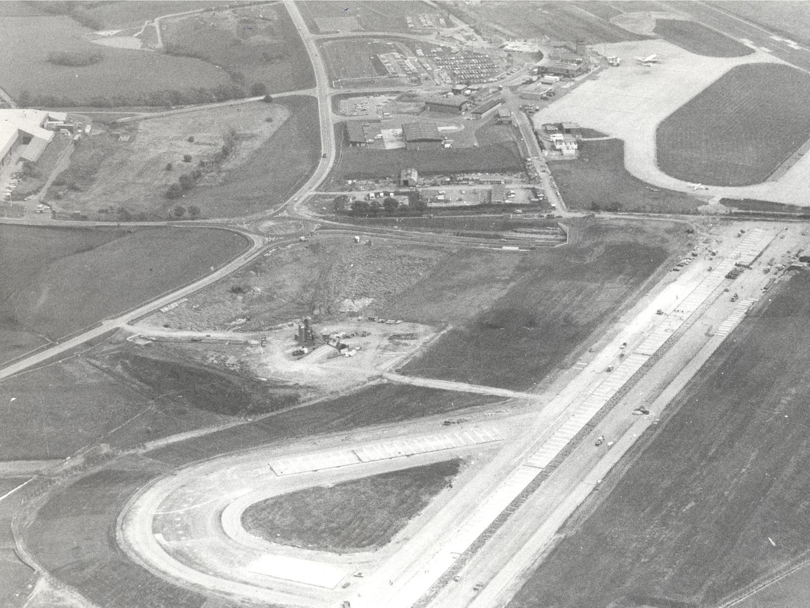The runway extension at Leeds Bradford Airport from the air.
