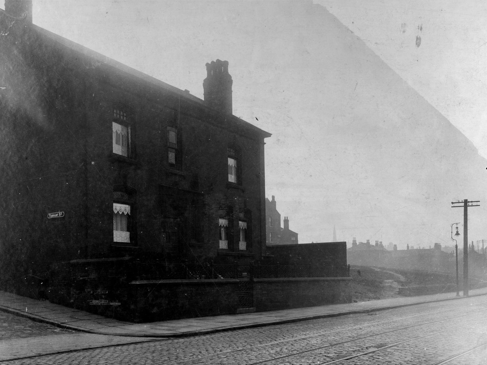 Armley Road at the junction with Tennant Street looking towards Low Moor Side. The house is number 149 owned by Arthur John Pollard, physician and surgeon.