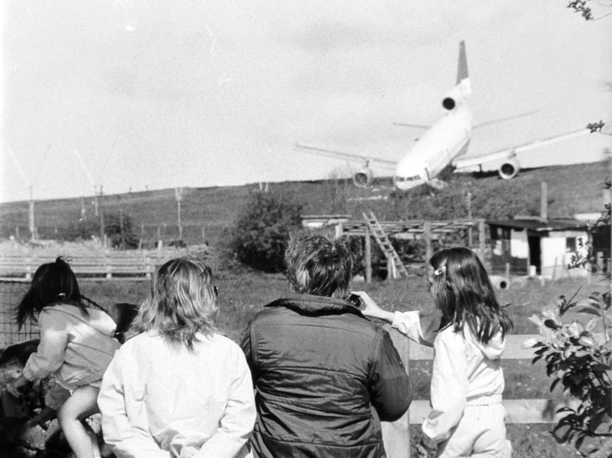 A British Airtours TriStar airliner with 416 people on board plunged off the end of the runway.