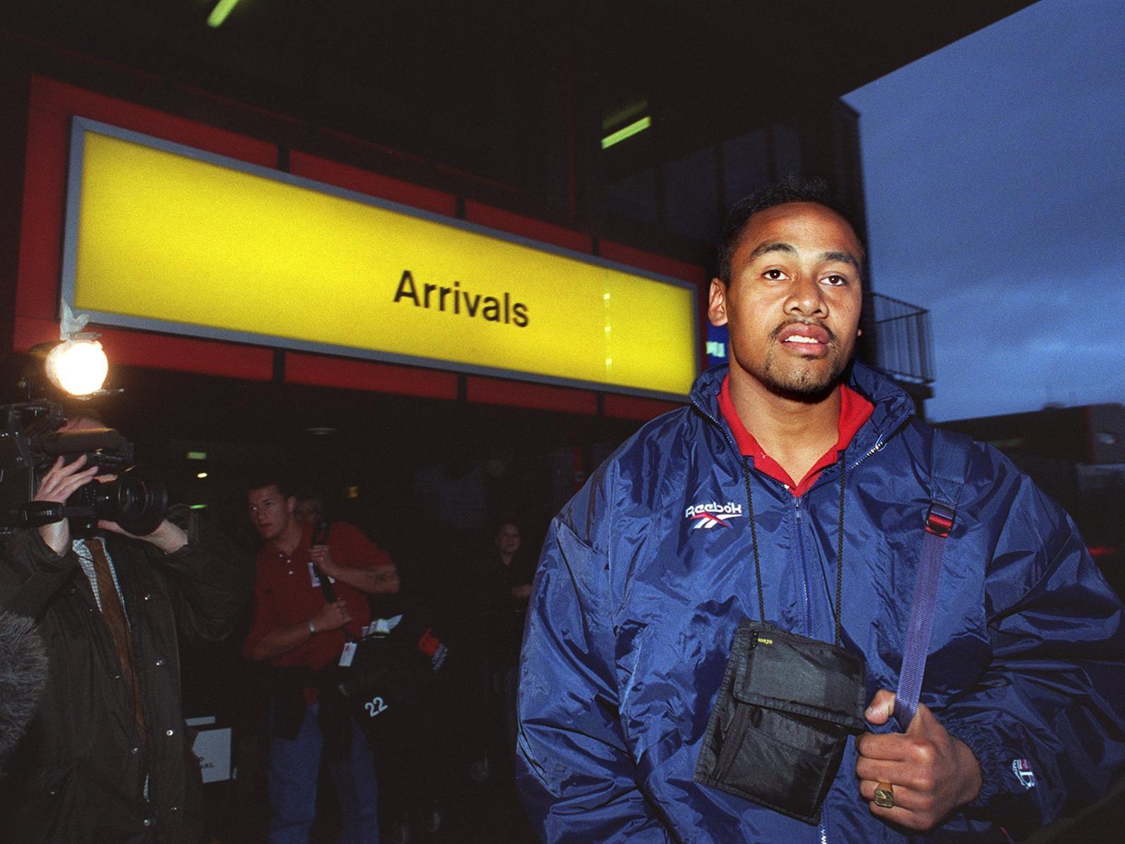 New Zealand All Black rugby winger Jonah Lumo arriving at Leeds Bradford Airport