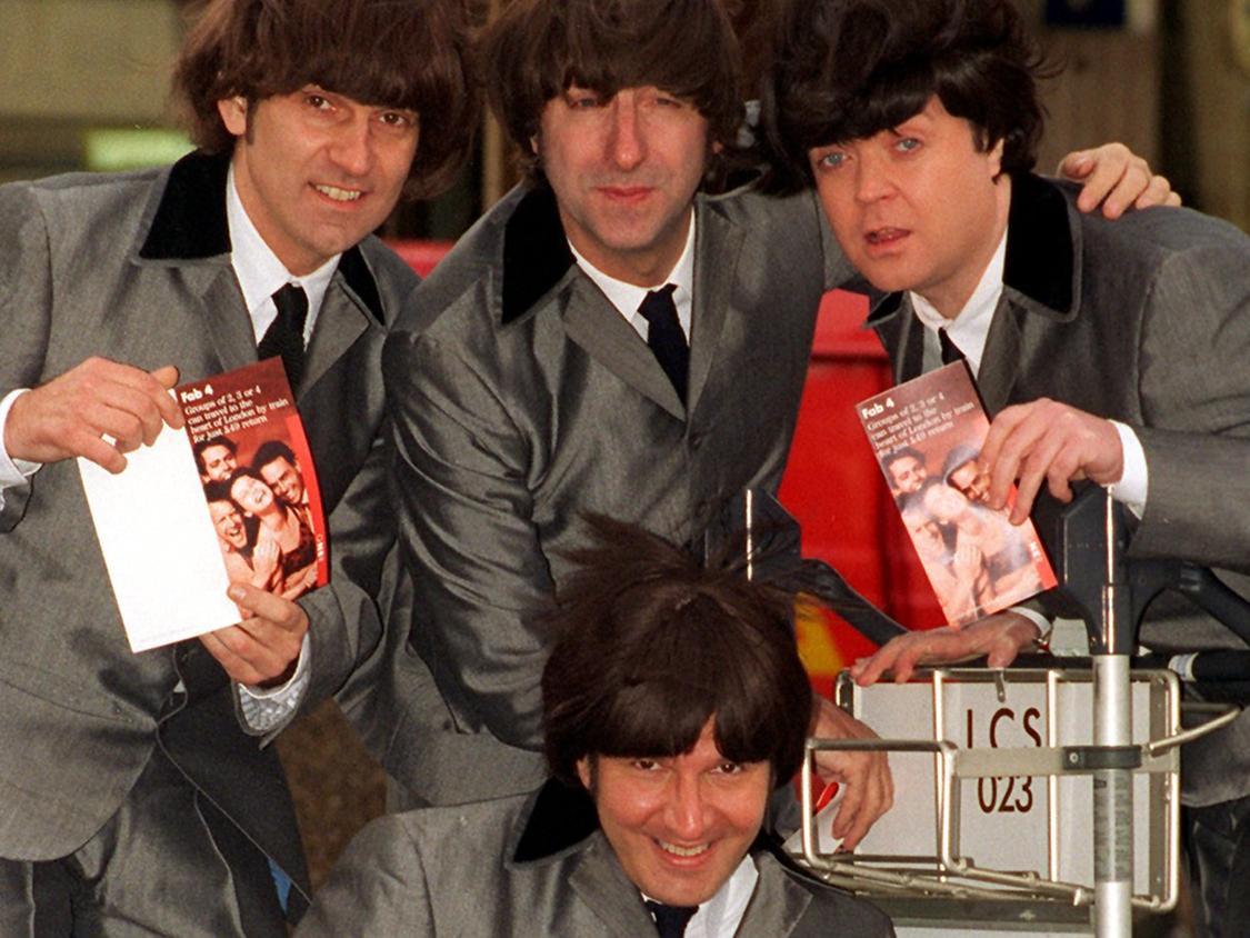 Bootleg Beatles arrived by train at Leeds Station to play a concert at Leeds University.