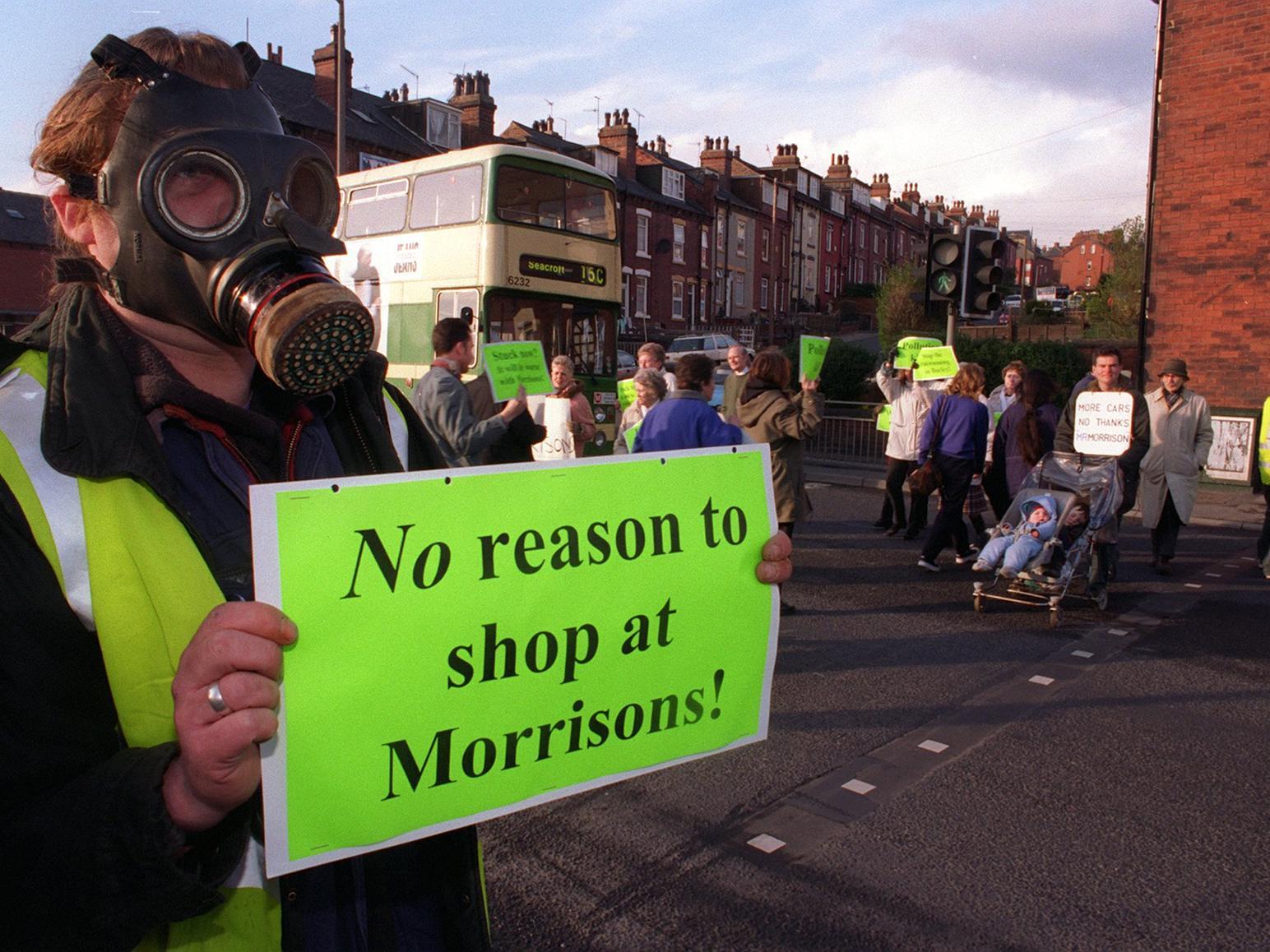 March 1997 and members of the Kirkstall Valley Campaign opposed to the building of a Morrison's supermarket took their protest to the streets.