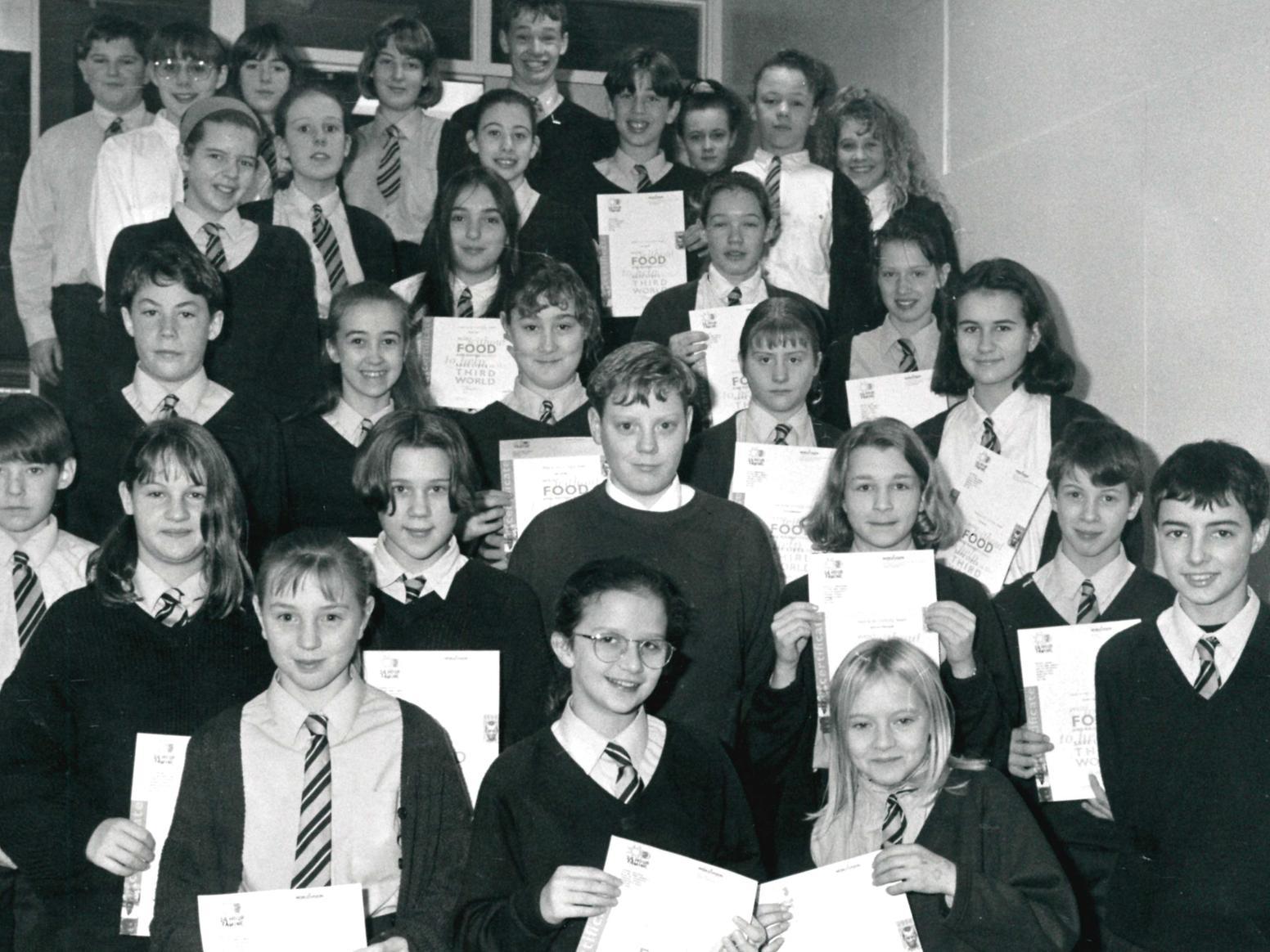 Horbury School. Pupils take part in a 24 hour fast. Published in the Wakefield Express 9.12.1994.