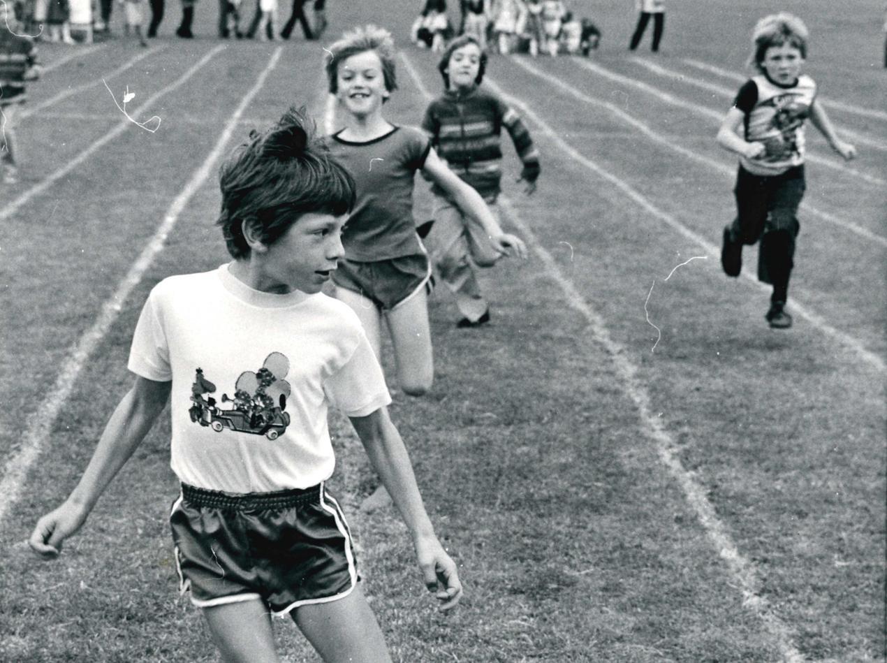 Normanton Common First School sports day. Published in the Wakefield Express 18.7.1980.