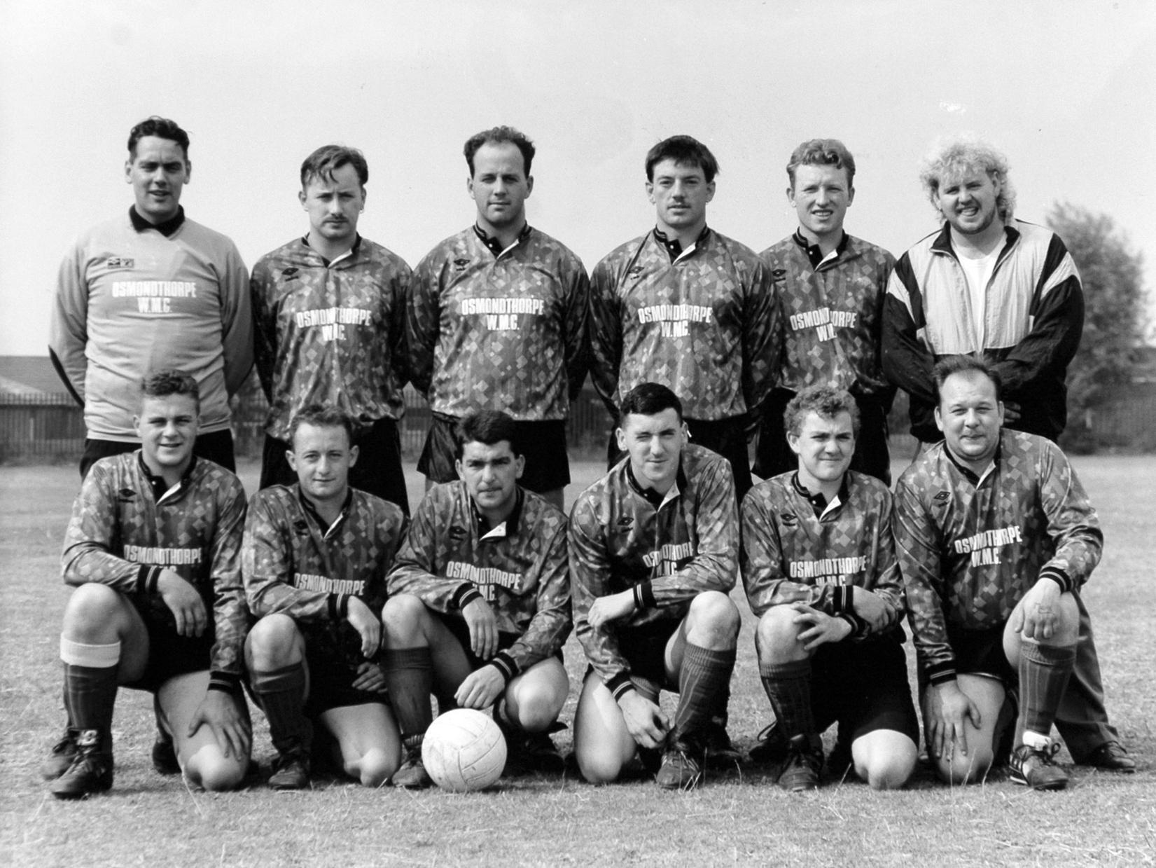 Back row, from left: Stuart Glossop, Andy White, Mick Roberts, Dale Mitchell, Kevin Roebuck, Tony Keating (manager). Front: Steve Phillips, John Packer, Kevin Harrison, Darren Sebine, Mark Graves and Mark Linley.