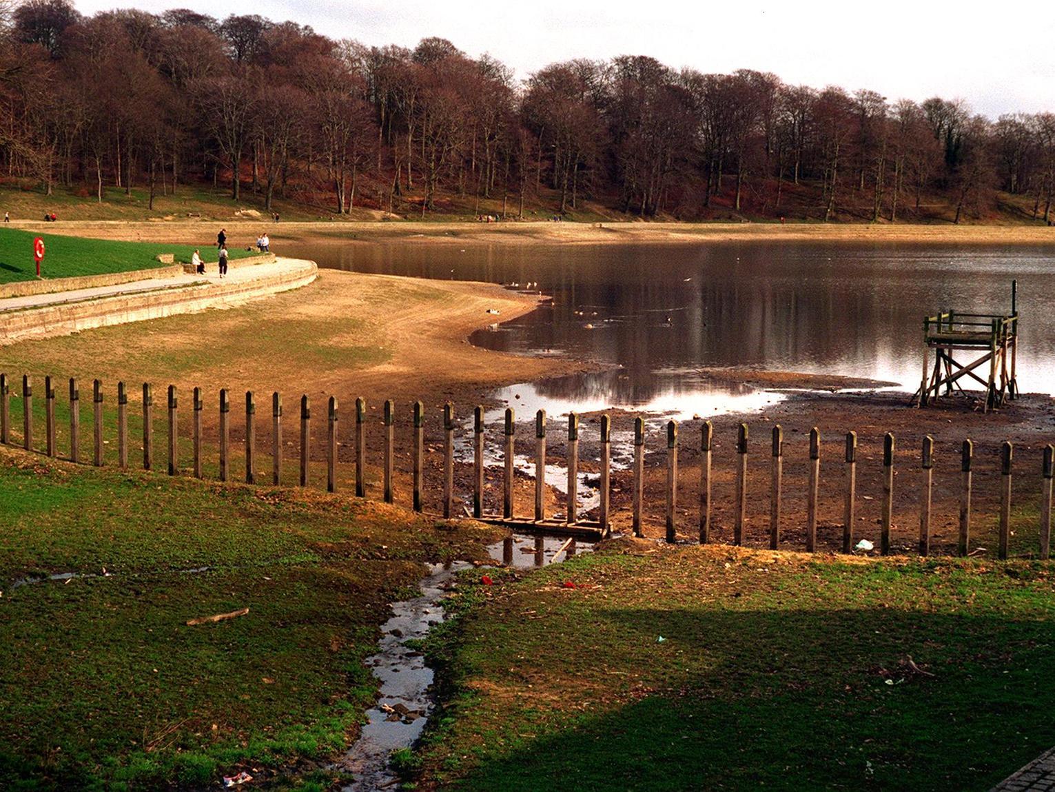 This is Waterloo Lake in Roundhay Park with water levels some 12ft below normal in March 1997.