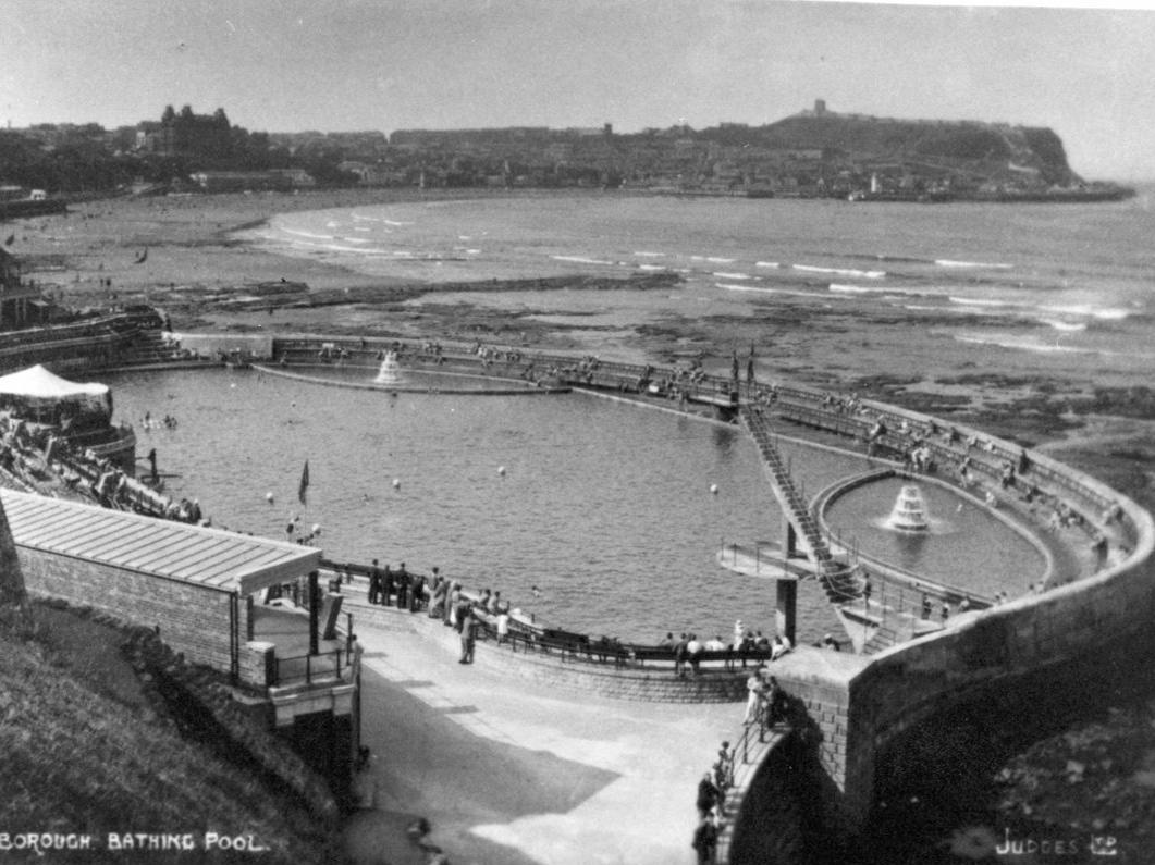 The pool was 350ft long and 180ft wide and was replenished with fresh sea water every high tide. It is now a paved area.