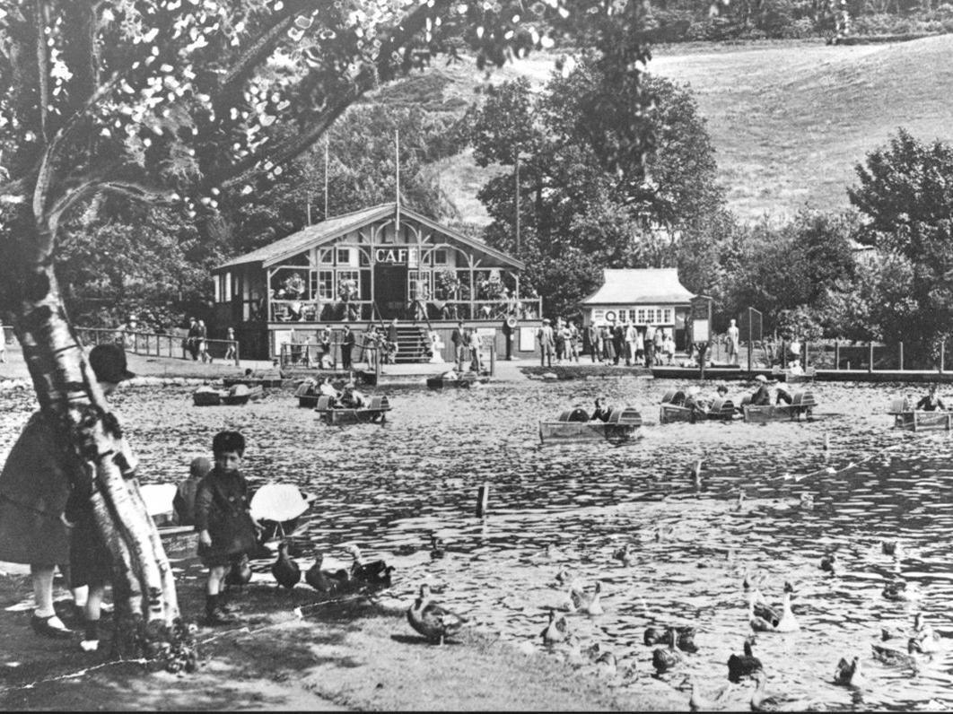 Pictured in the 1920s, shortly after being landscaped by the council and turned into a popular tourist attraction, the Mere is a bit wilder today though still well loved by dog walkers and anglers.