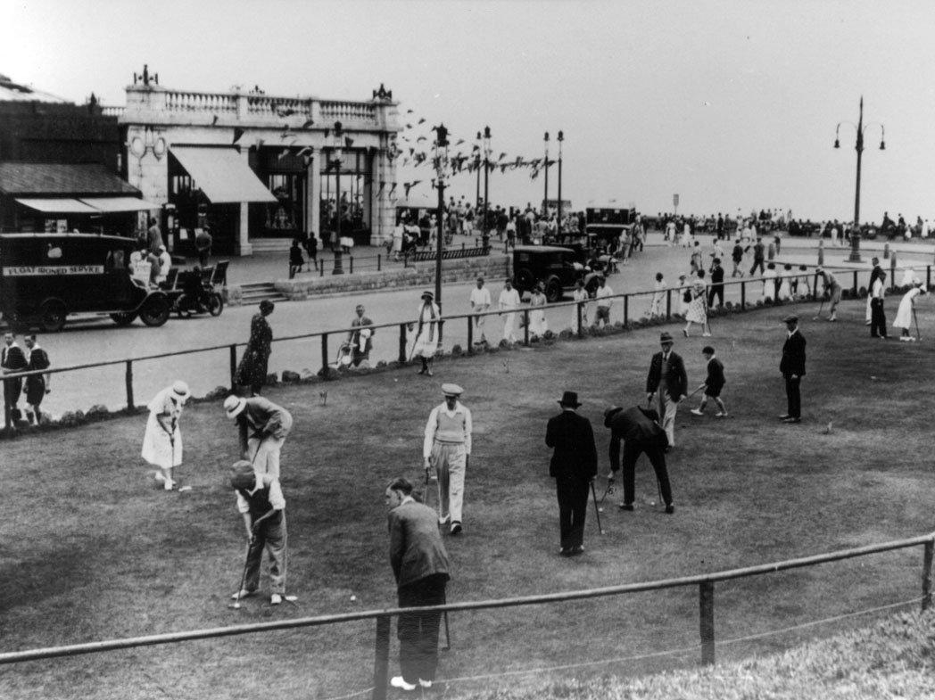 Most residents remember the Corner Cafe, seen here many years ago, which is now the Sands development. However, you can still play golf in the same place today.