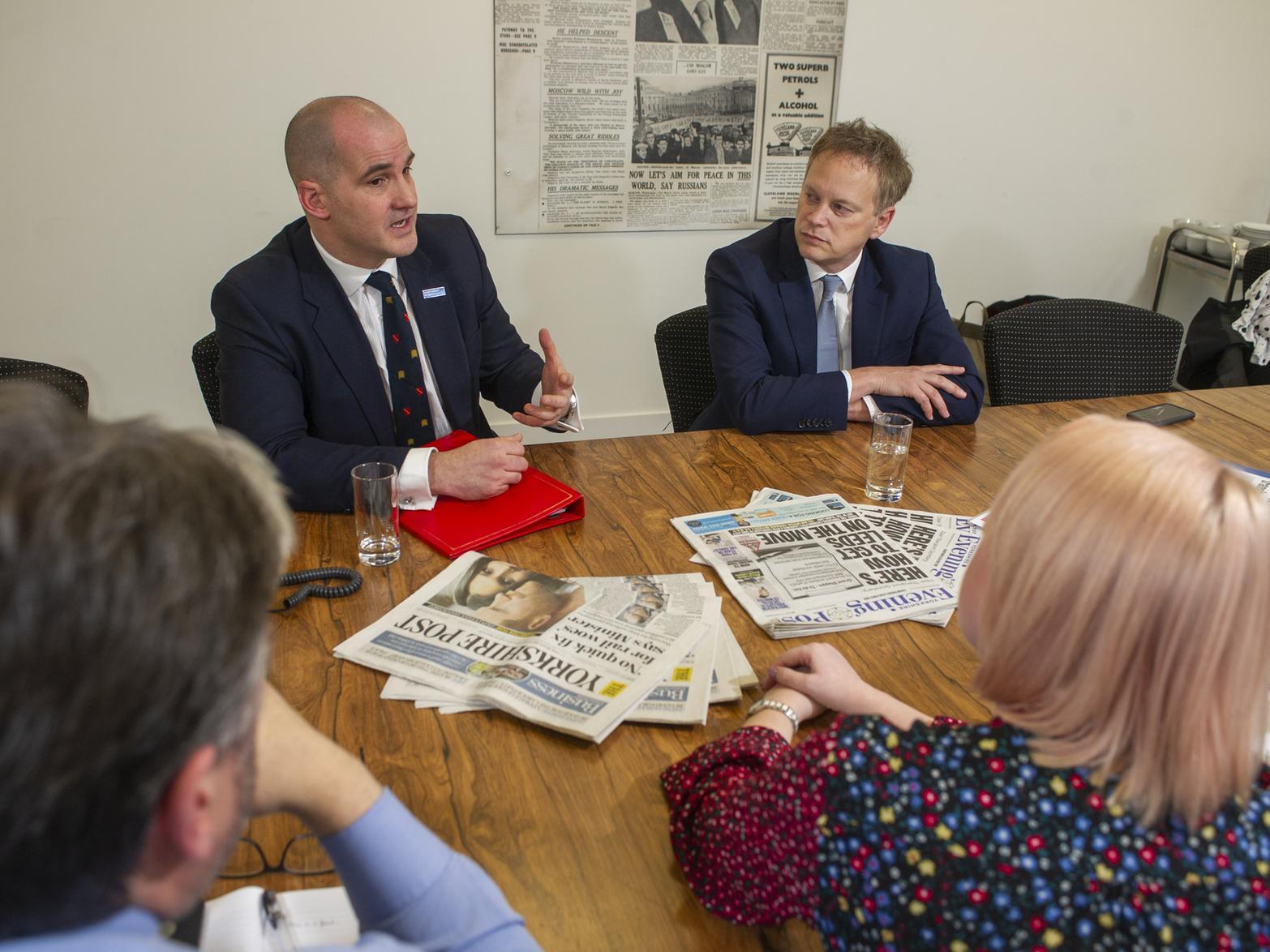 Grant Shapps and Jake Berry at the YEP's office