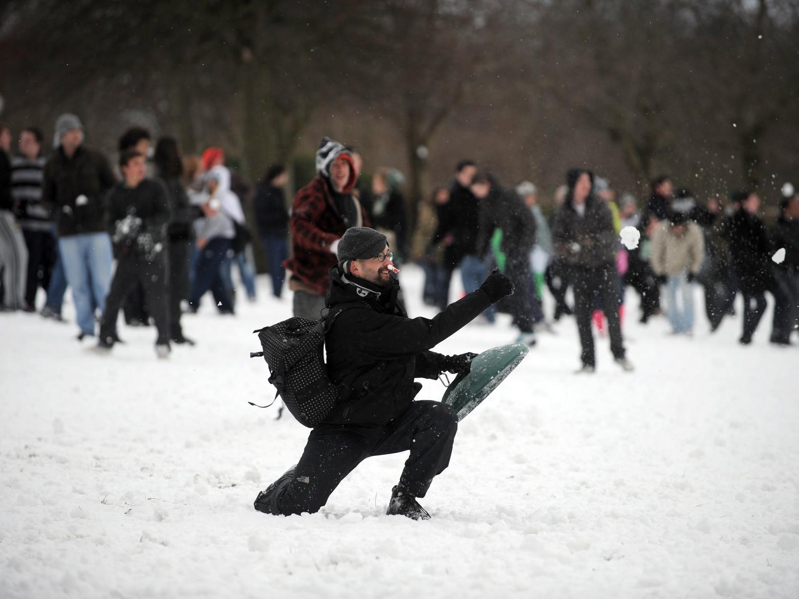 This man leads the snowball attack.