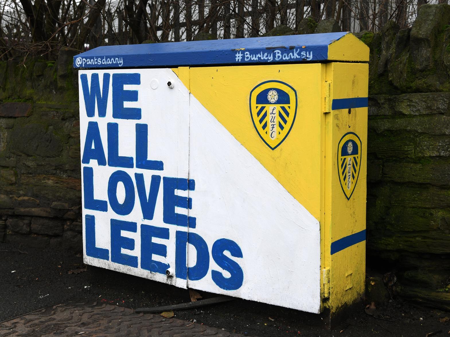 'WE ALL LOVE LEEDS' is situated on the corner of Elland Way.