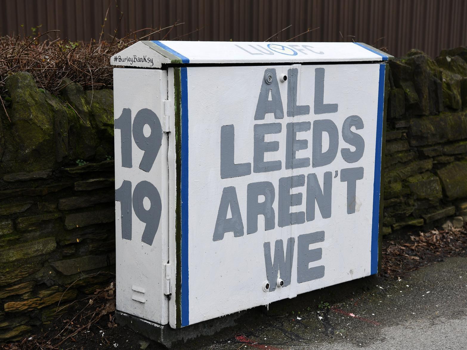 'ALL LEEDS AREN'T WE' can be spotted on Elland Road, just south of the stadium.