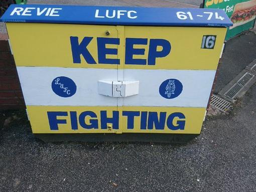 'KEEP FIGHTING' is opposite Subway on Elland Road.