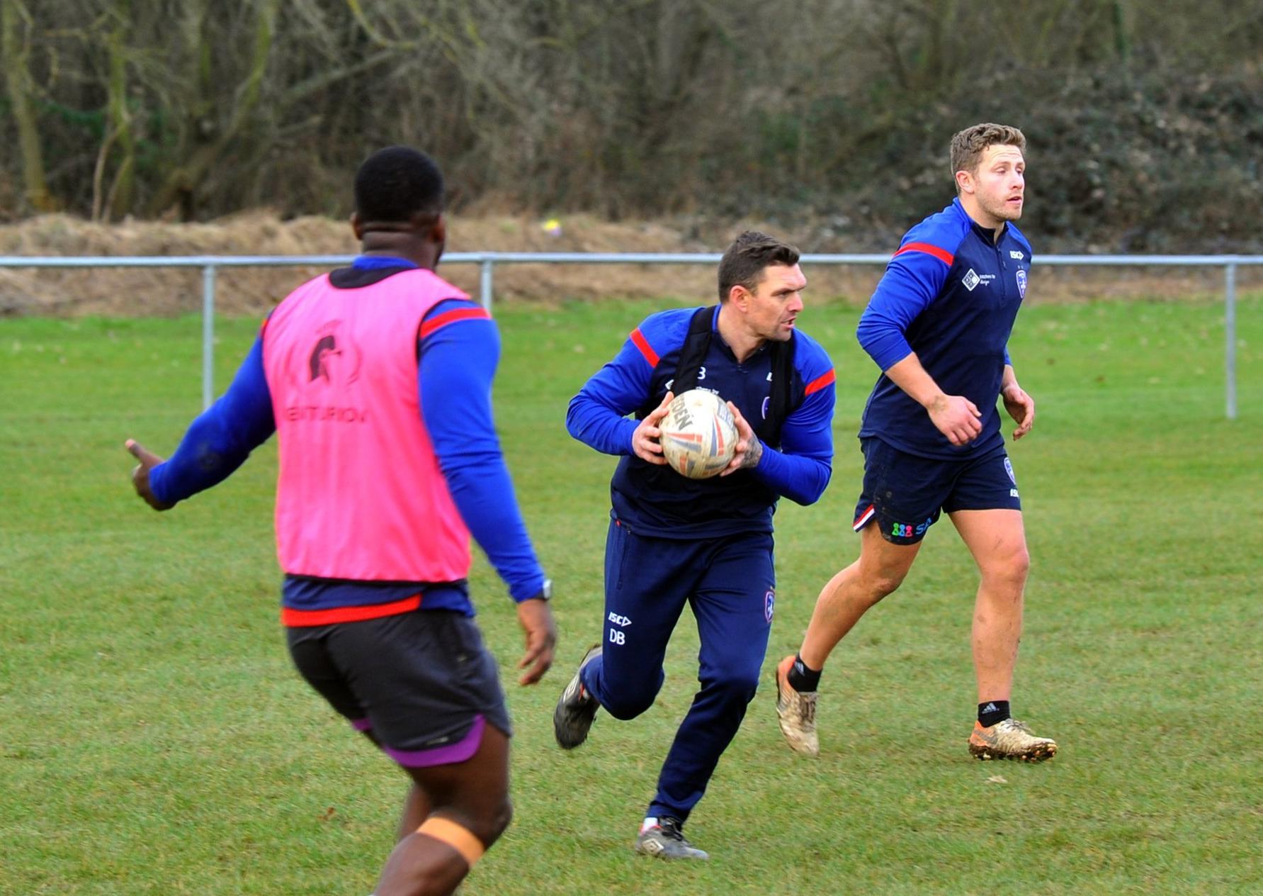 UP FOR IT: Danny Brough, pictured training with his Wakefield Trinity team-mates ahead of the 2020 Super League season at Sandal Rugby Club. Picture: Gary Longbottom.