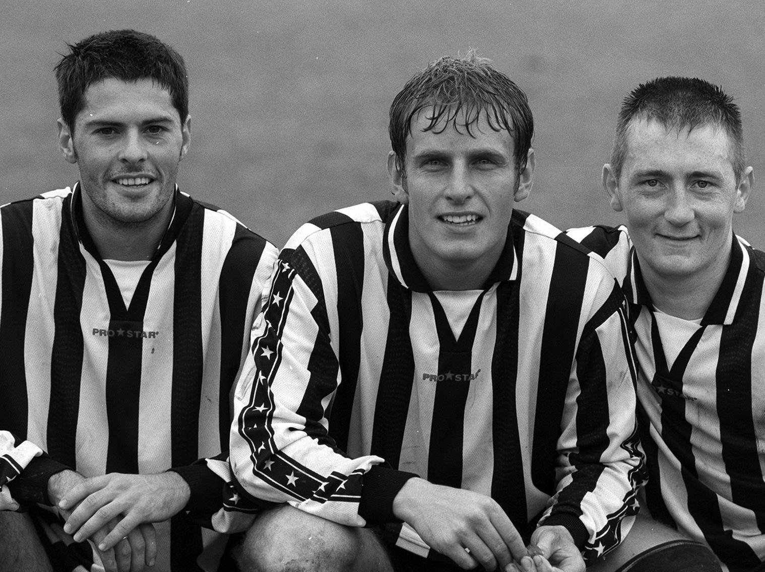 Oakwood Athletic scorers in the 4-2 Division 2 win against East Leeds Dinamo. From left, Darren McKay, Michael Barnett (2) and Vaughn Fox