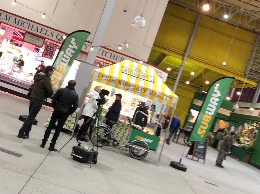 The Subway pop-up promotion in Kirkgate Market was giving away free sandwiches in the food court. Photo: Bahn & Mee.