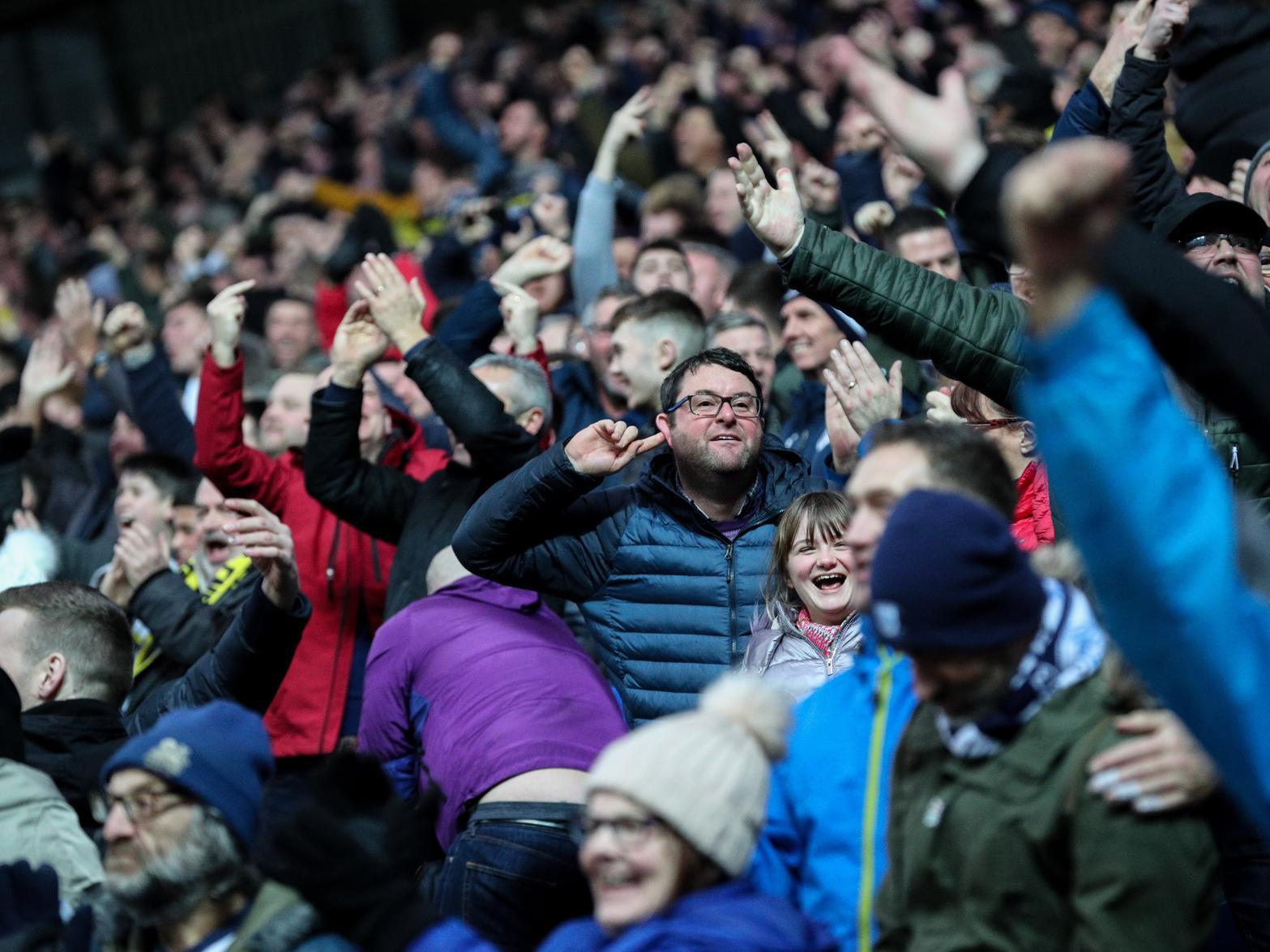 Preston fans celebrate Josh Harrop's equaliser against Blackburn