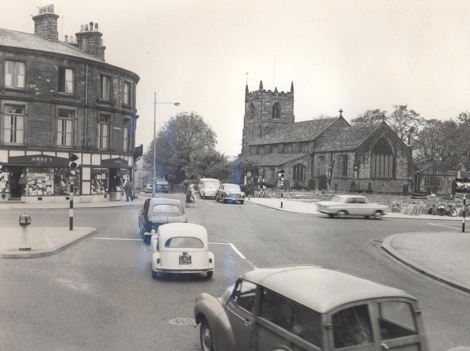 Ilkley at the end of the 1960s with the ancient Parish Church in full view.