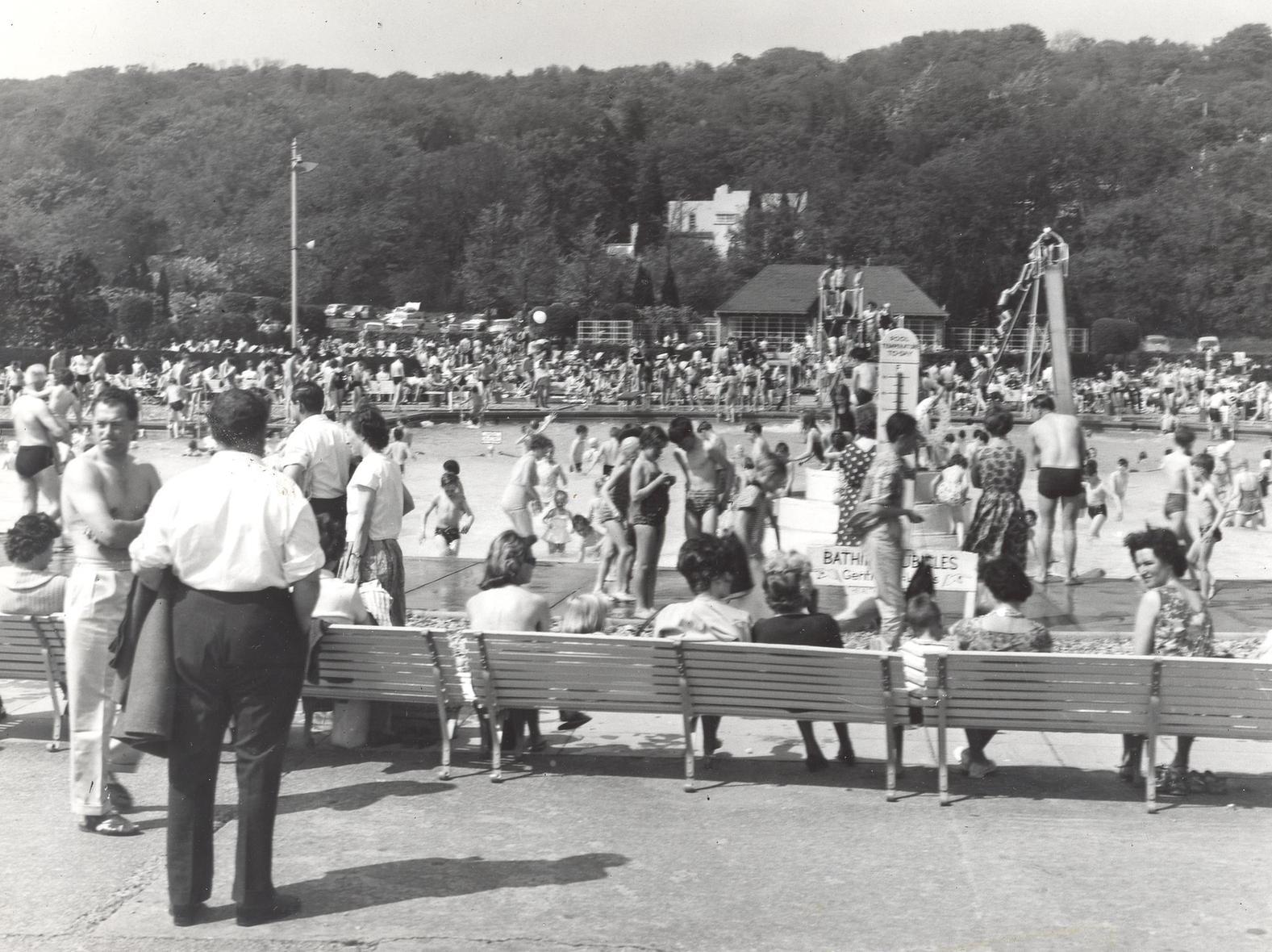 The swimming pool at Ilkley is busy on Whit Sunday as locals and visitors made the most of the sunshine.