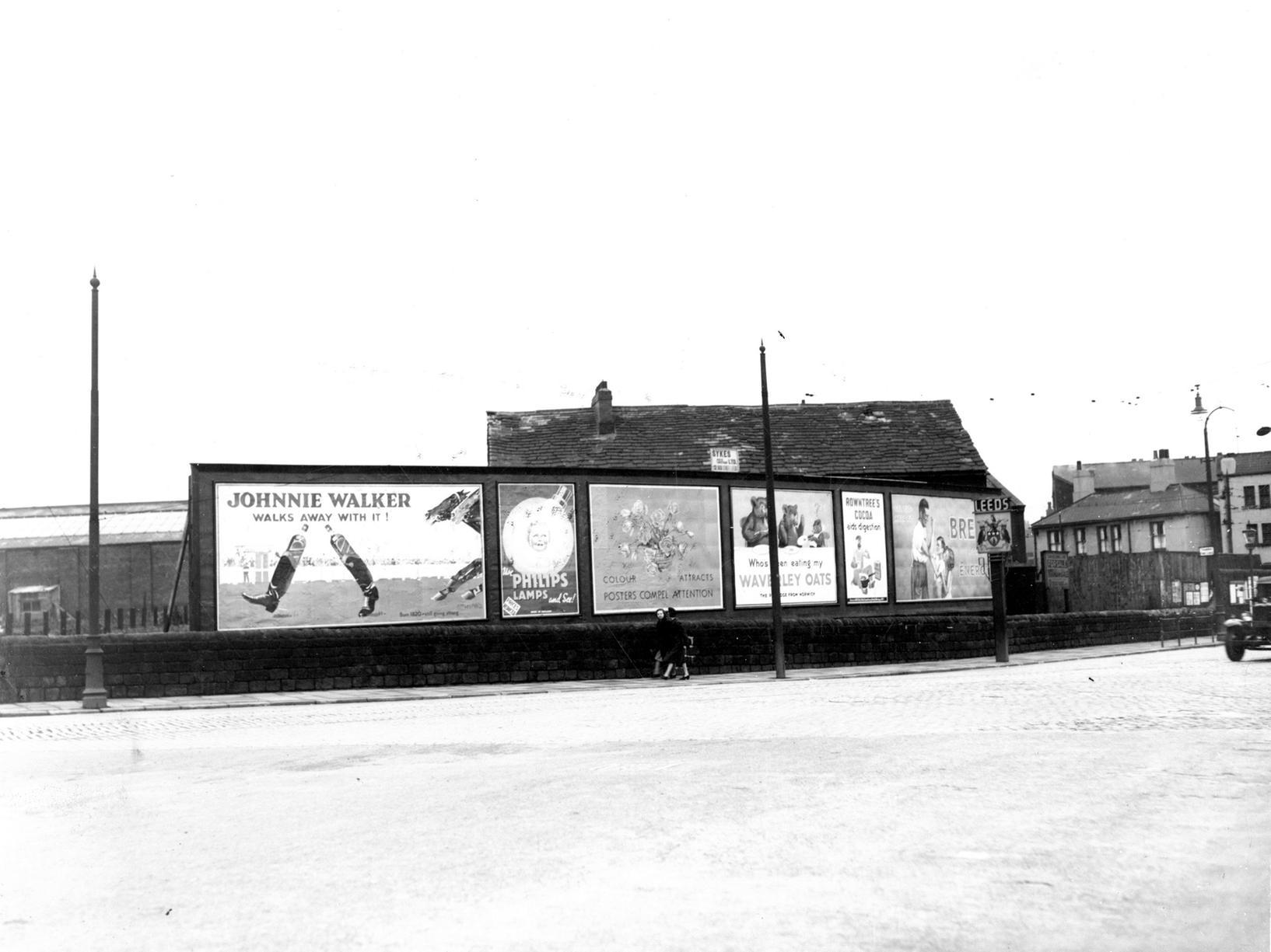 A view of advertising signs on Wakefield Road at Thwaite gate in Stourton.