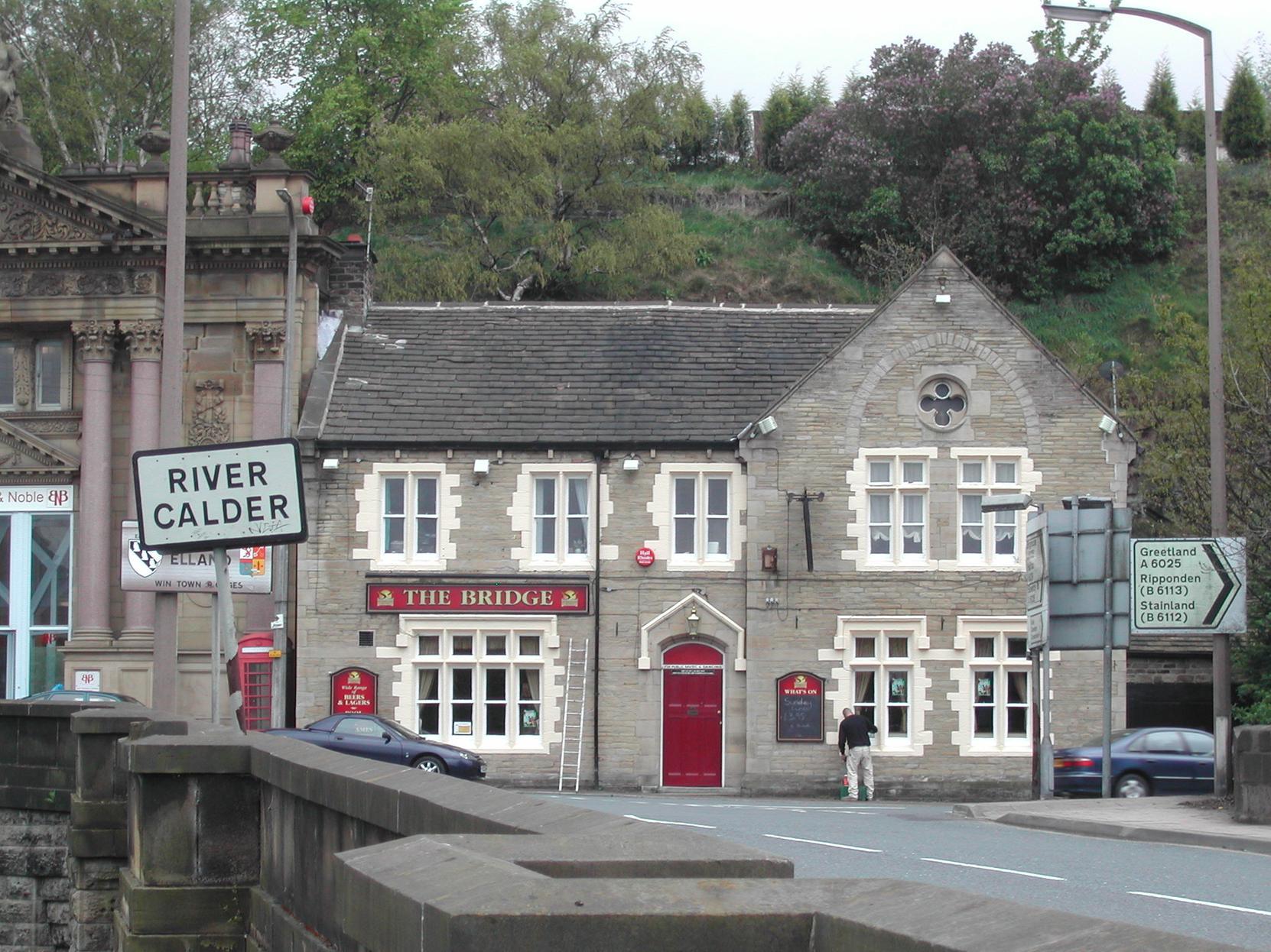 Back in the day The Bridge was located at one end of Elland Bridge. The venue was formerly The Royal Hotel and is now a Wellbeing centre.