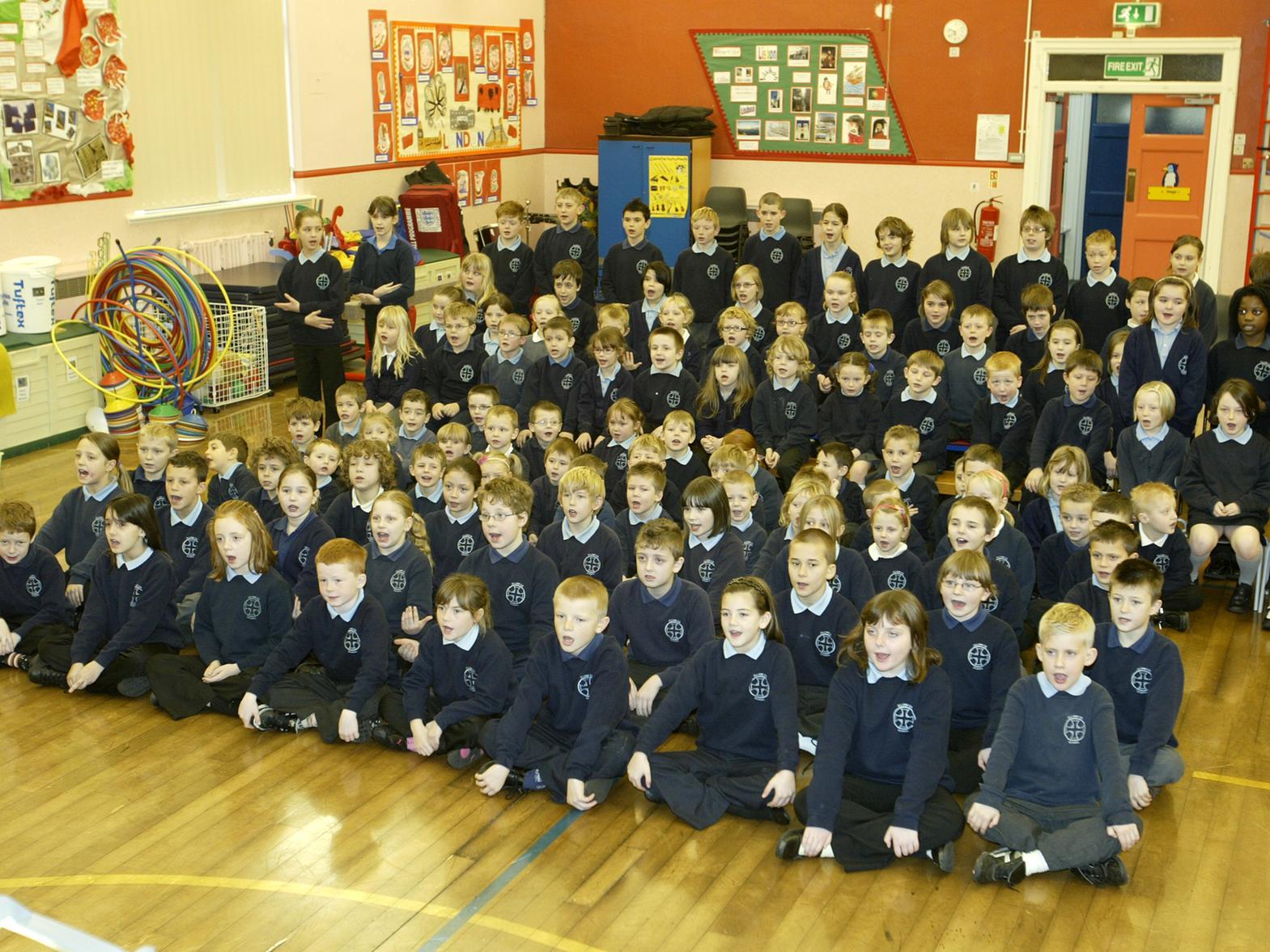 This picture from 2008 shows students from Elland C of E School taking part in a Song for Christmas competition.