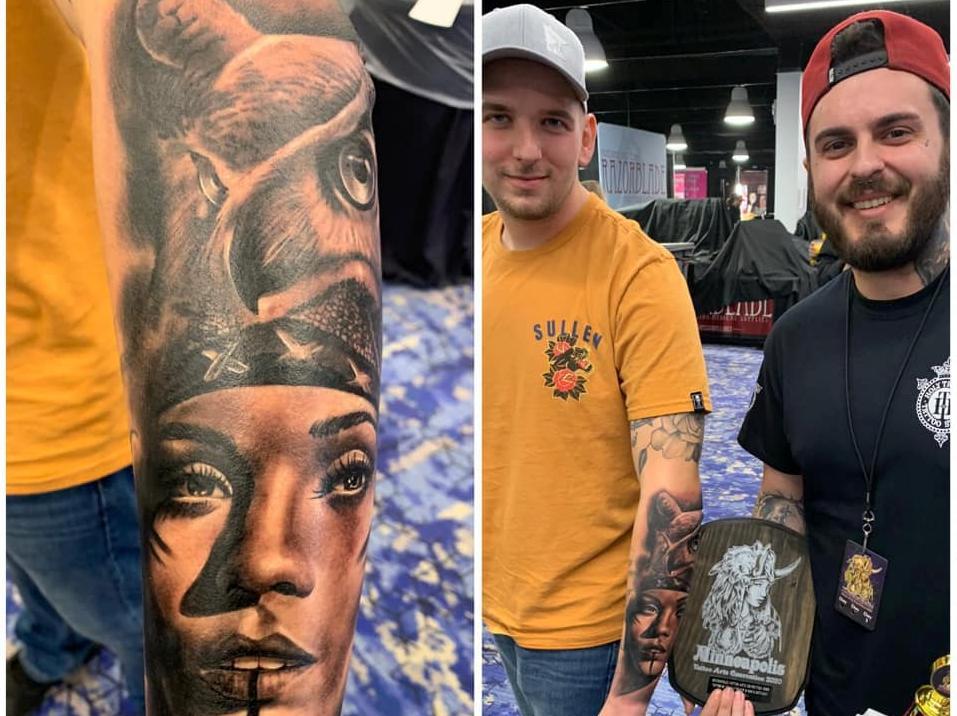 Teo Papadopoulos (right) took home an award for Tattoo of the Day