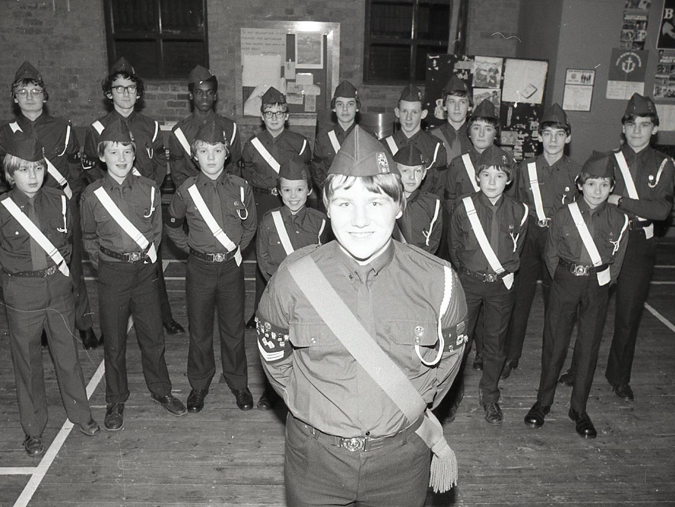 They form a 400,000 strong worldwide army of Christian soldiers who are planning a general salute to 1983 - the centenary year of the unit to which they belong - the Boys Brigade. Queen's Badge winner Colour Sgt Neil Sherry and boys of the 2nd Preston Company of the Boys Brigade on parade at their Carey Street Baptist Church headquarters, will join in those celebrations