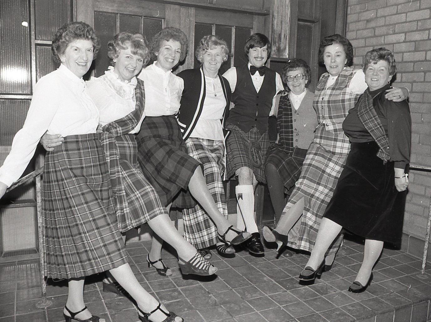 Following previous Hawaiin and French 'nights out' the members of Preston Widows Association donned the tartan for a night out with a Scottish flavour at the Derby School social centre in Preston. Picture shows accordionist Geoff Stuart having a fling with the ladies (left to right) Stella Guest, Yvonne Howarth, Georgette Hodgett, Dolly Boucher, Peggy Gillibrand, Brenda Lucas and Joan Fearns