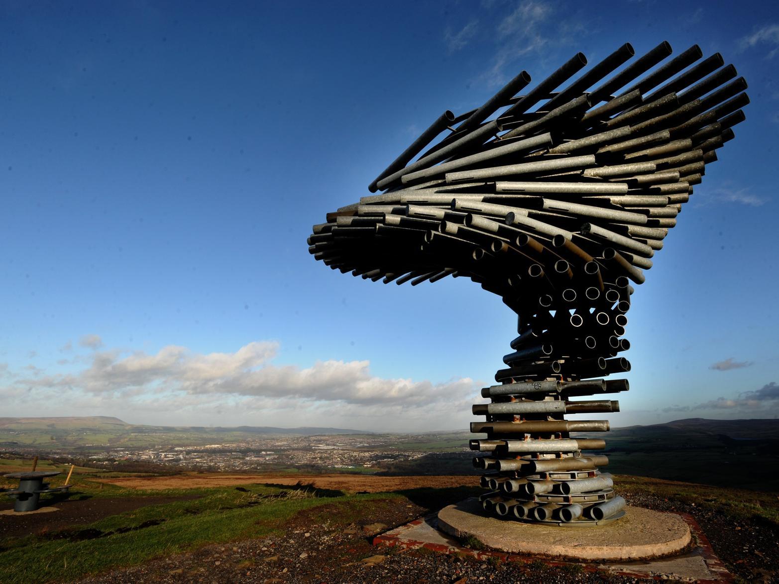 The Wayside Arts Trail leads up to Burnleys Panopticon, Singing Ringing Tree, at Crown Point. This route gives two walks of eight and three miles.