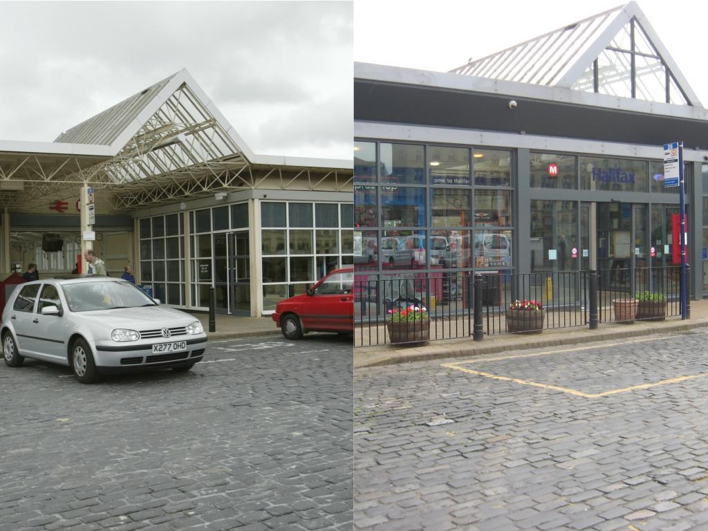 The front of Halifax train station has seen a face lift since the start of the Millenium.  In 2009 a 2.5 million refurbishment scheme began and included various repairs and covering the platform.