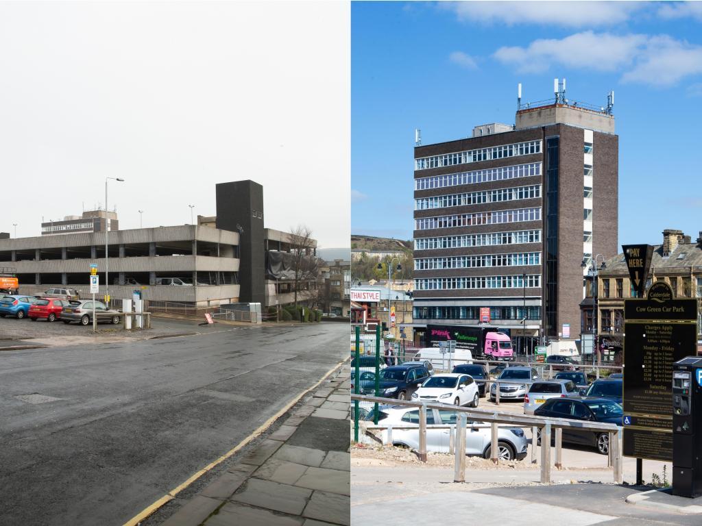 Cow Green multi-storey car park closed in 2013 and was demolished at the start of 2016 due to it being in a dangerous condition. Once the site was cleared for redevelopment it was turned into a 72 space car park.