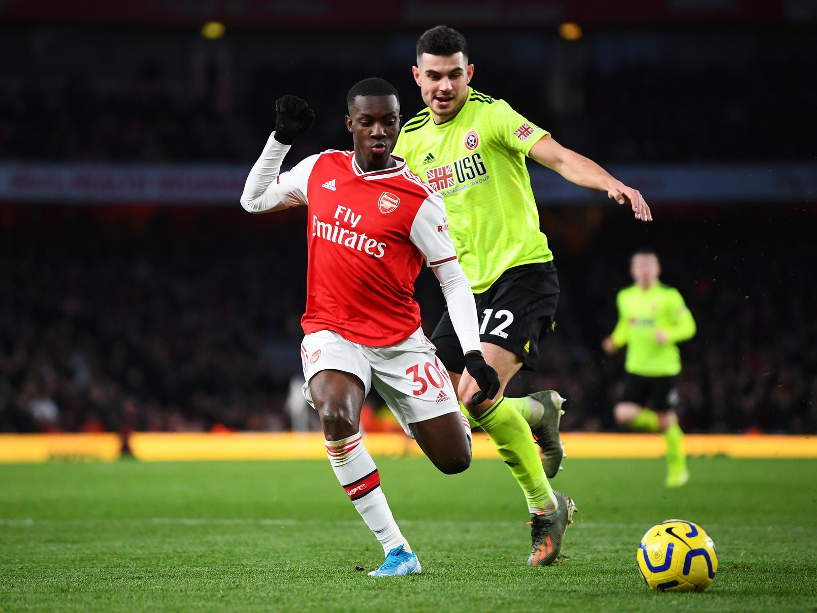 Eddie Nketiah came off the bench for Arsenal against Sheffield United and Leeds United still miss him, says Marcelo Bielsa (Pic: Getty)