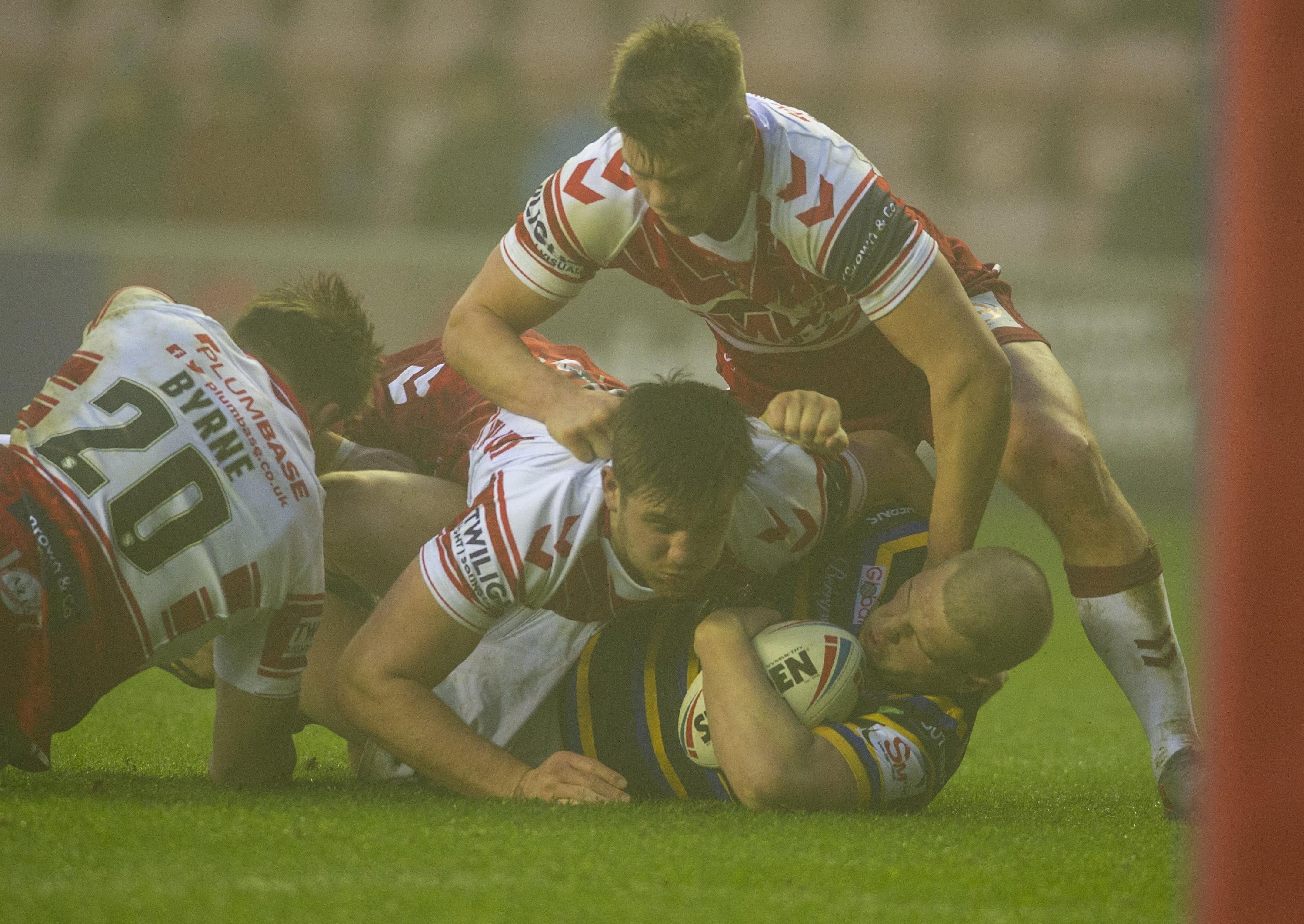 Thomas Holroyd gives the Wigan defence a hard time. PIC: Tony Johnson/JPIMedia
