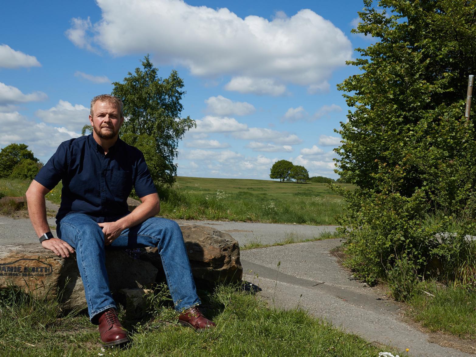 Jamie's dad, Paul, at the scene of where Jamie died.