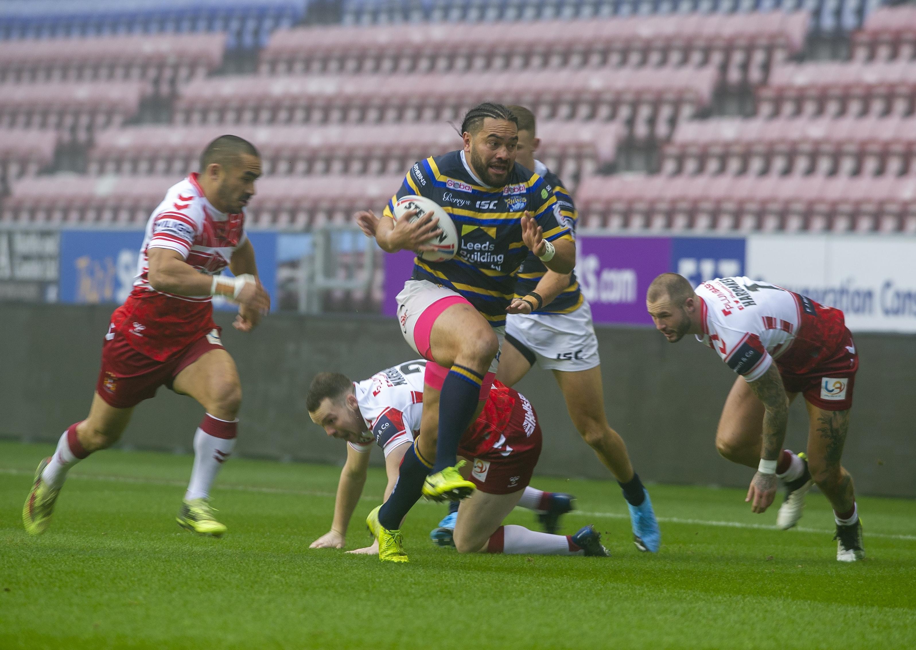 Konrad Hurrell breaks forward against Wigan.