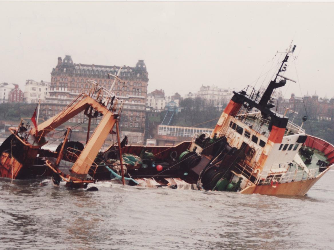 You remember when giant capsized ship Navena was towed into Scarborough.
