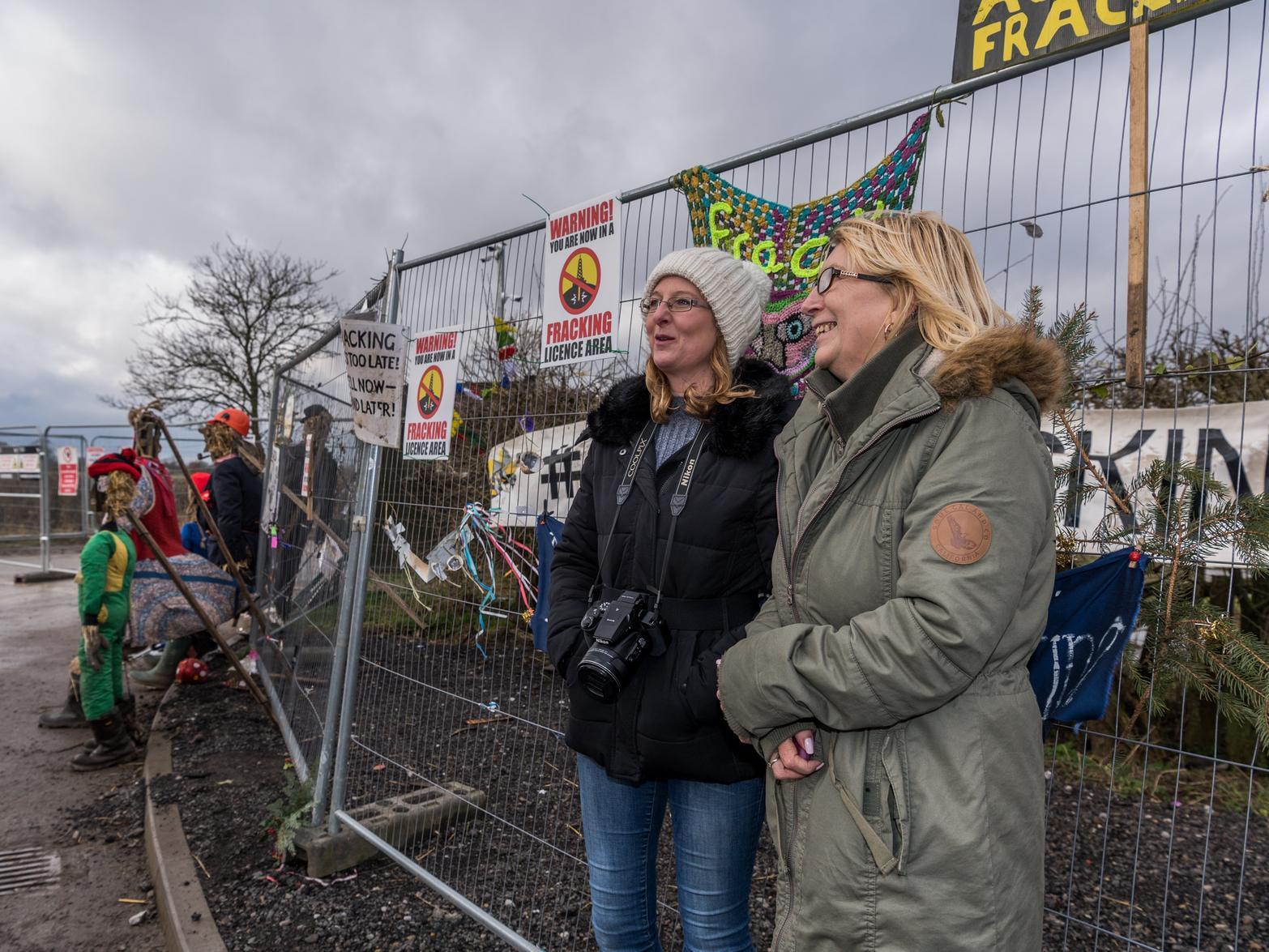 Local residents and anti-fracking protesters Julie Winship and Suzanne Rayment, of Kirby Misperton.