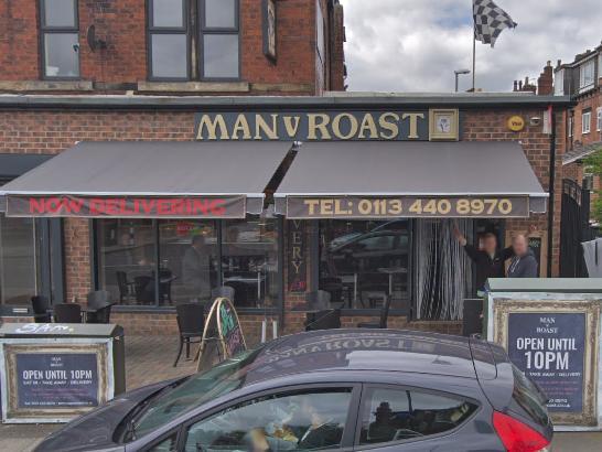 Man V Roast, at 144 Cardigan Rd, Leeds, was given a rating of 4.4 out of 5, by 215 reviewers on Google.