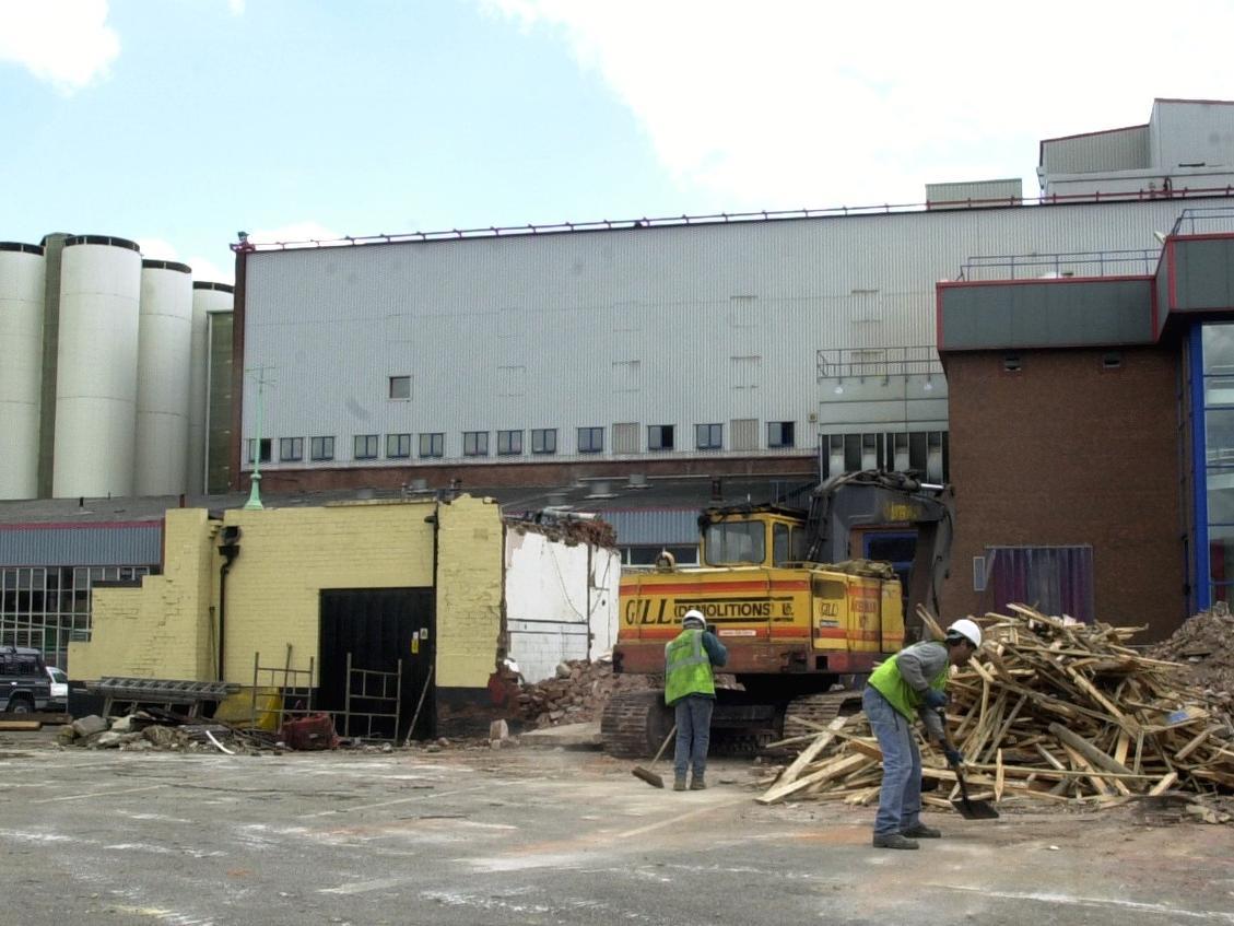 The Duke of William public house was being demolished at Tetley's Brewery in May 2002.